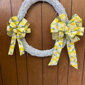 2.5 inch wide lemons and greens handmade bow